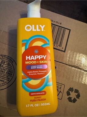 OLLY Happy Mood + Skin Sunny Yuzu Peach EXFOLIATING Body Wash NEW